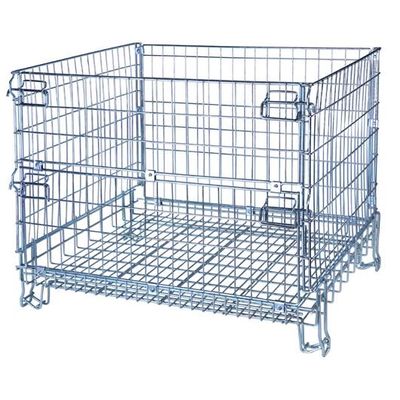 Collapsible hot dip mental storage wire mesh cage