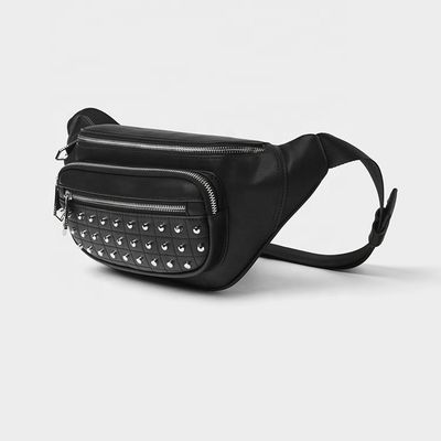 Fashion High Quality Cheap Women PU Leather Handbag Waist Belt Bag with Studs Decoration