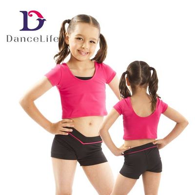 Kid's Wide Neck Cropped Children's Ballet Dance Tops, Various Colors Available