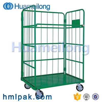 Heavy duty high quality china foldablecollapsible mesh storage roll cage four wheels