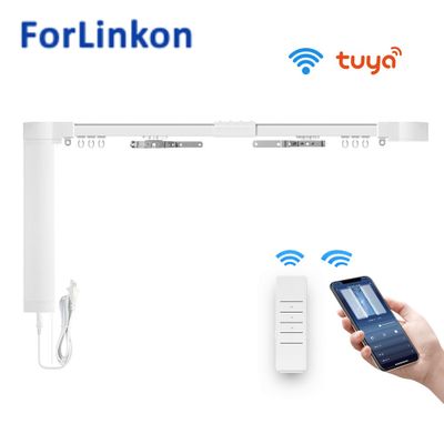 Tuya WiFi Curtain Motor with Customized Electric Curtains Track, Smart Life App & RF Remote work wit