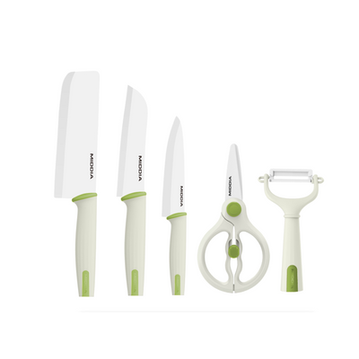 Kitchen Knife Set Factory Price 5 Pieces Zirconia Ceramic Chef Fruit Knives Set Peeler For Kitchenwa