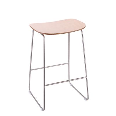 Manufacturer retail rounded stainless steel stool with wooden for mobile phone store experience disp