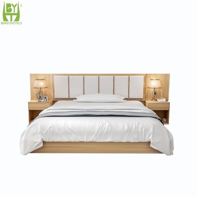 Customized Simple Style Wooden Hotel Single Bed Guest Room Wood Bed
