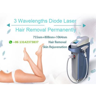 808nm 755nm 1064nm triple wavelength diode laser hair removal machine depilation