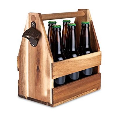 Acacia Wood Beer 6 pack caddy