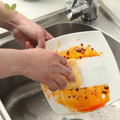 Topeco eco-friendly cellulose sponge durable soft dish washing wood pulp pad