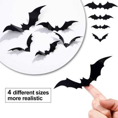 Halloween 3D Bats Decoration Plastic Bat Wall Stickers for Home Window Decor Party Supplies