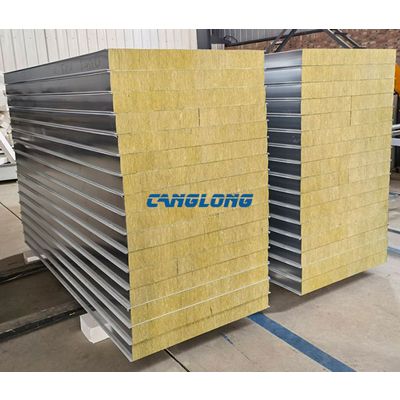 Fireproof and thermal insulation rock wool color steel sandwich panels for steel building