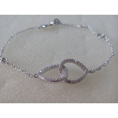 LBEES New Fashion Korean Female Jewelry Copper Double Heart Bracelet Platinum Jewelry Gift FZZB00018