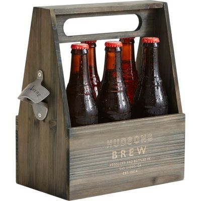 6 Pack Wooden Bottle Caddy Beer Caddy