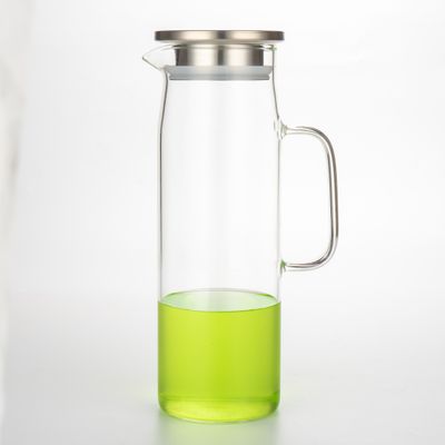 1240ml Glass Water Pitcher Heat Resistant High Borosilicate Glass Water Carafe with Stainless Steel