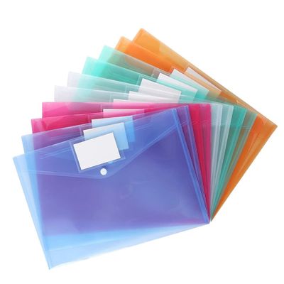 Custom A4 Size Document Holder PVC Plastic Envelope Bag Office Snap Button File Folder