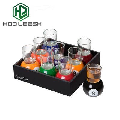 9 Pcs Pool Shot glass Set based in ball Billiard Ball Base Shot Glass Drinking Game