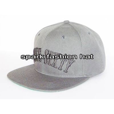 Custom 100% acrylic embroidery grey flat brim snapback hat