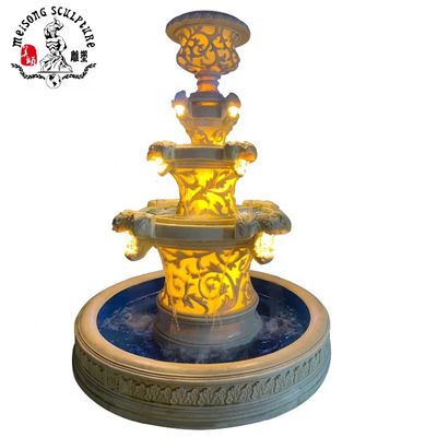 Factory handmade outdoor sandstone decorative garden water feature fountains with flowerpot