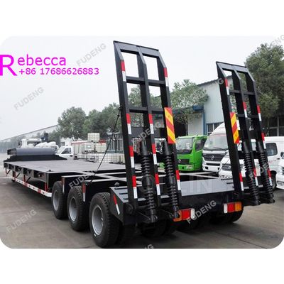 3 axle 60tons lowboy semi trailer low bed trailer with side piles
