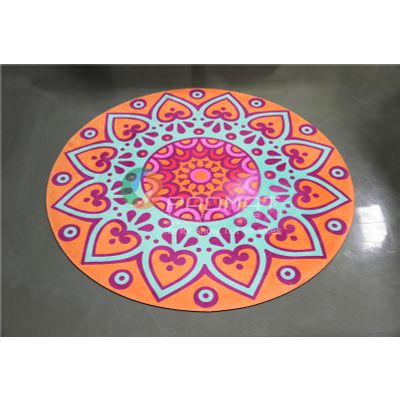 Round shape custom printed yoga mat, natural rubber yoga mat supplier