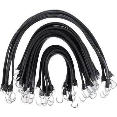 TruckBroToolsMultiple Size Natural Rubber Tarp Bungee Straps Tie Down Cords with S Hooks Heavy Dut