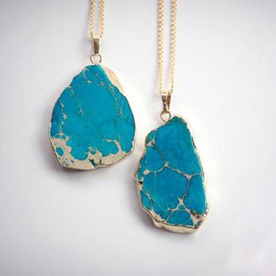Fashion latest design necklace natural stone pendant necklace gold sweater chain