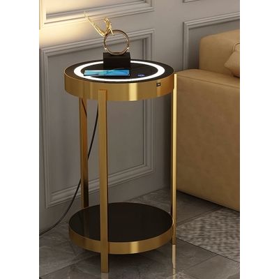 End Table with Wireless Charger, LED Light and USB