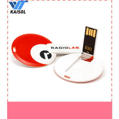 OEM plastic material round circle shape card usb flash pen drive