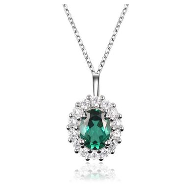 Factory wholesale Silver 925 sterling luxury emerald necklace jewelry gemstone jewelry