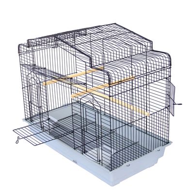 DLBR(B)2604 Large Bird Cage Pet Parrot House Carrier Birdcage Feeder 2 Wooden Perch Round Top Roof