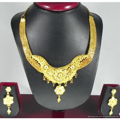 Indian Fashion Jewelry Gold Plated Necklace Earrings set