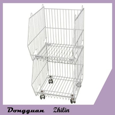 Removable supermarket steel wire storage basket for shopping,metal rolling trolley