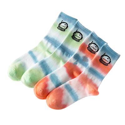 Wholesale tie-dye tube socks street trend high-top tide socks solid color custom cotton socks