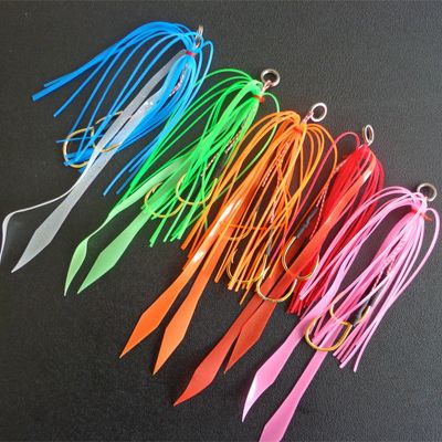 5 colors Silicone Skirts DIY Luminous Salty Rubber Jig Lures Squid Fishing Bait Multi-Colorful Slide