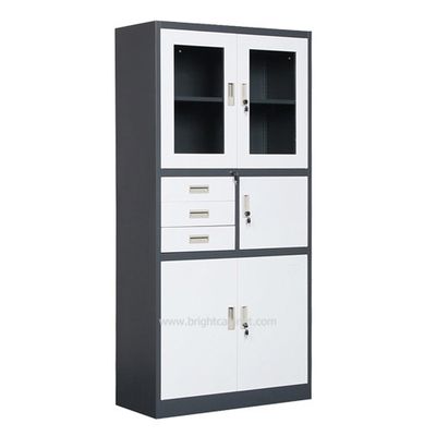 metal filing cabinet with2 glass door and 2 drawers china factory direct sell good quality