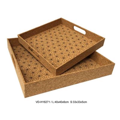 Serving Tray in Cork, Kitchen/ Living Room Accessories, Set of 2 with Printing Manufacturer