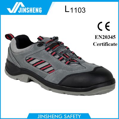 slip resistant gray suede leather labor protective shoes
