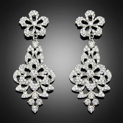 Fantastic New Fashion Women Lady platinum Crystal Drop Alloy Ear dangle earrings Free Shipping Bc020