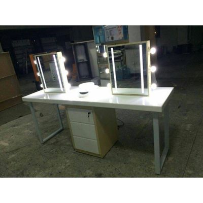 cosmetic experience table, makeup stand with mirror, cosmetic tester bar