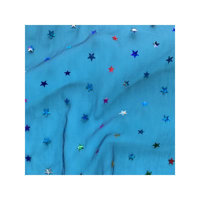 Nylon Punching Sequin Print Colorful Star Mesh Fabric