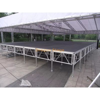 Dragonstage Outdoor Aluminum Truss Stage for Sale 9.76x9.76m Height 0.4-0.6m with 2 Stairs