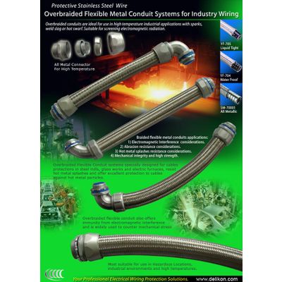 Overbraided Flexible Metal Conduit Systems for Industry Cable Management