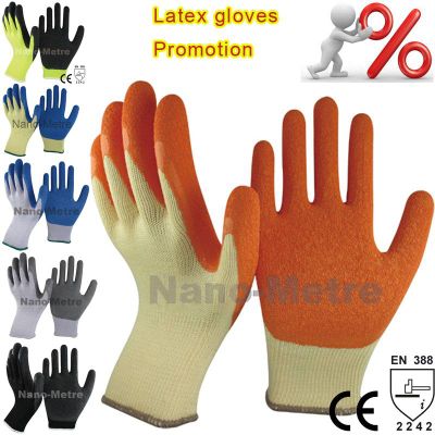 NMSAFETY latex rubber safety gloves palm crinkle finish with CE certification