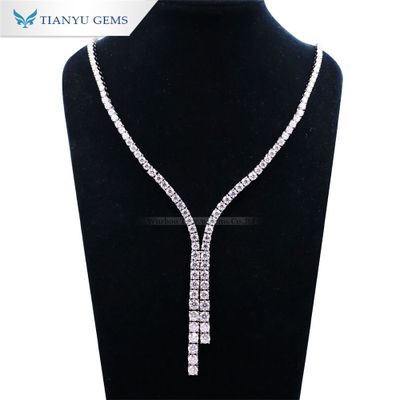 Round Moissanite Diamond White Gold Plated Charming Sterling Silver 925 Necklace