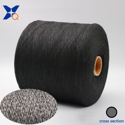 XTAA196 Carbon Conductive fiber 20D wrap Ne16/1 polyester fiber spun yarn by S+Z directly by 2 plies