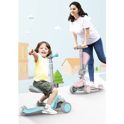 Deluxe birthday gift scooter 3 en 1 kick scooter with LED Flashing Wheel Music