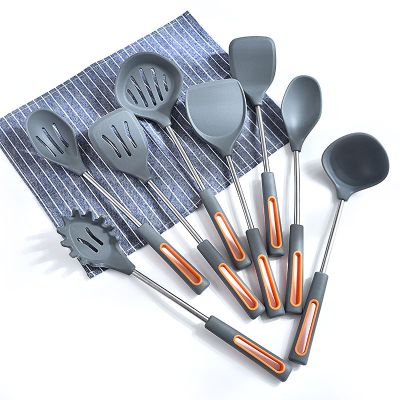 9-Piece Kitchen Set Stainless Steel Silicone Cooking Utensils with Eco-FriendlyNylon and 430 Stainle