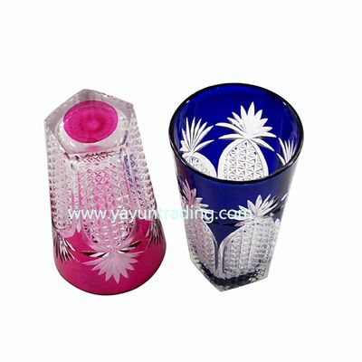elegant pink and blue glass cup shot stem wine cup