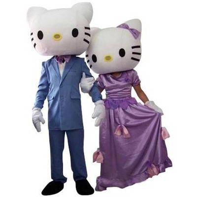 Wedding Hello Kitty in Blue Wedding Suit Adult Mascot Funny Costume