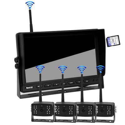 DC12/24V 10.1" Wireless Monitor for Vehicles with Built-in DVR 4 Camera System