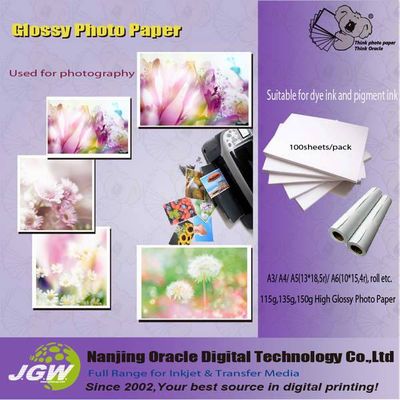 Photo paper , 115gsm Inkjet high glossy wide format roll size