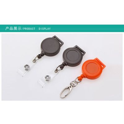 retractable pull reel badge key chain badge holder with back clip